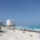 Cancun beach view with cabanas